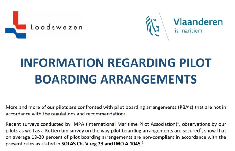Scheldt Pilots issue PTA advice to all visiting ships