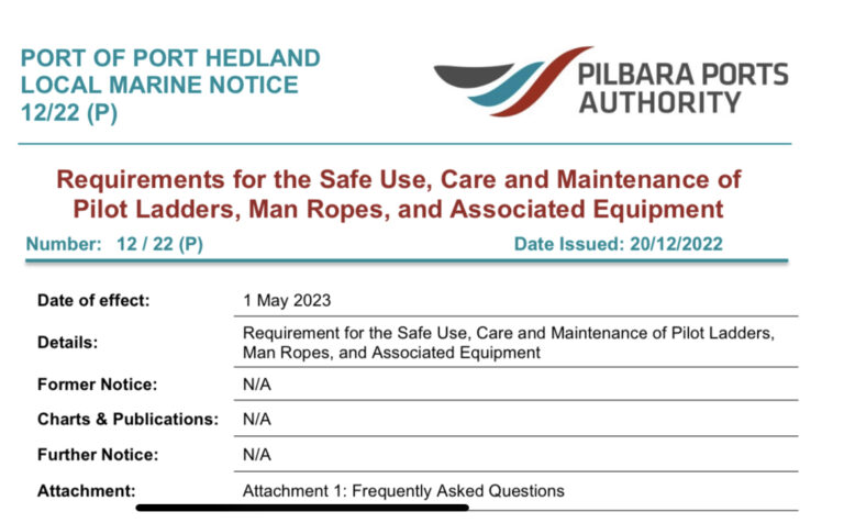 Pilbara Ports make ladder testing as per ISO 799 mandatory